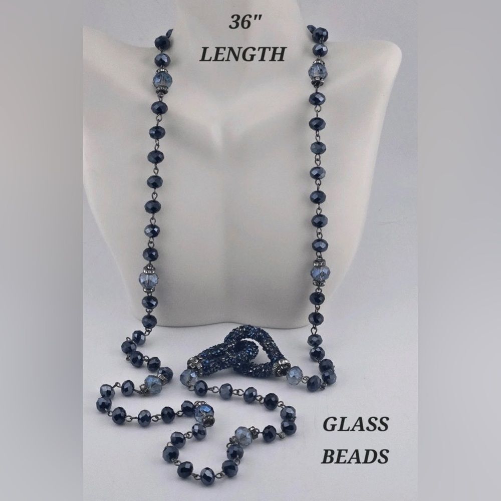 Vintage Blue Glass Beaded Necklace